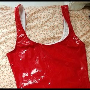 Super sexy red latex dress